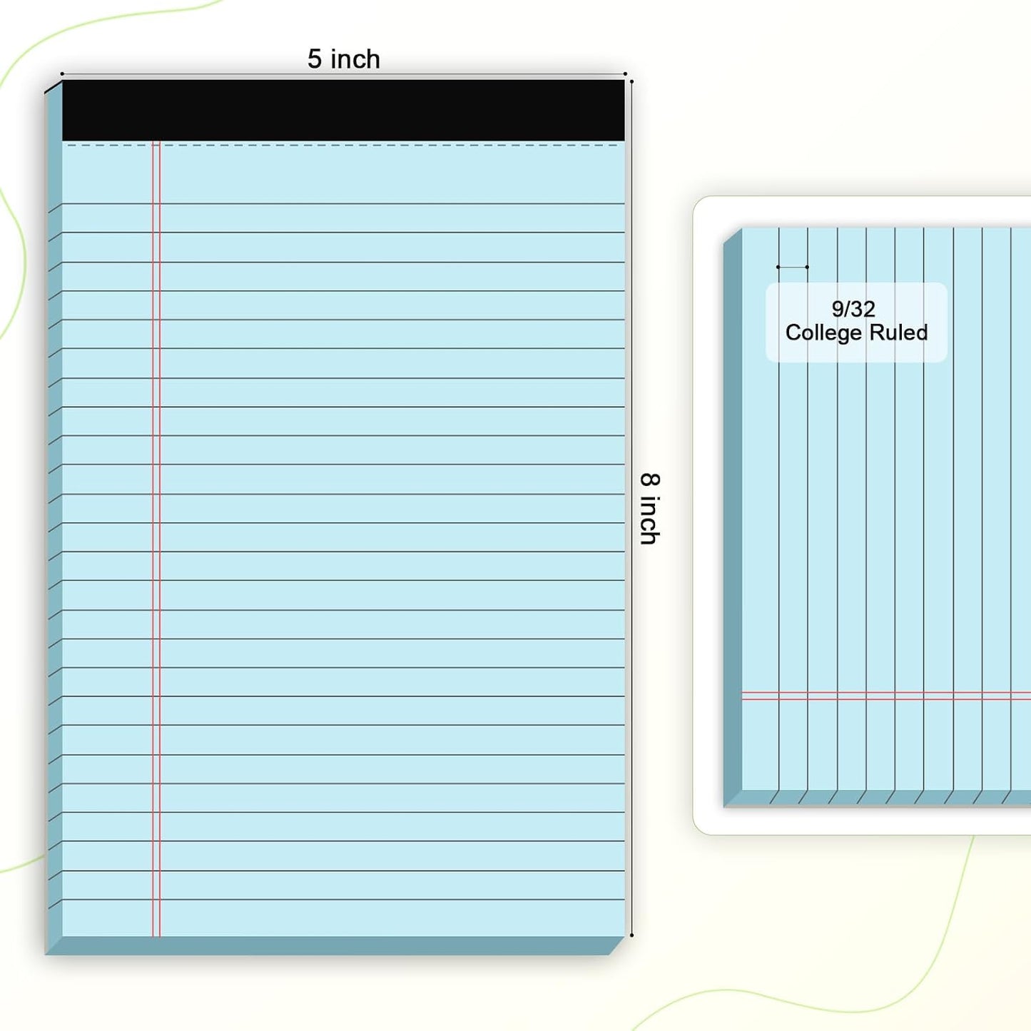 5pcs Small Note Pads 5x8 Notebook College Ruled Legal Pads Color Notepads 5 Pack Study Back Writing Pads 5 x 8 Perforated Narrow Ruled Pads of Paper for School & Office Supplies 30 Sheets/Pack