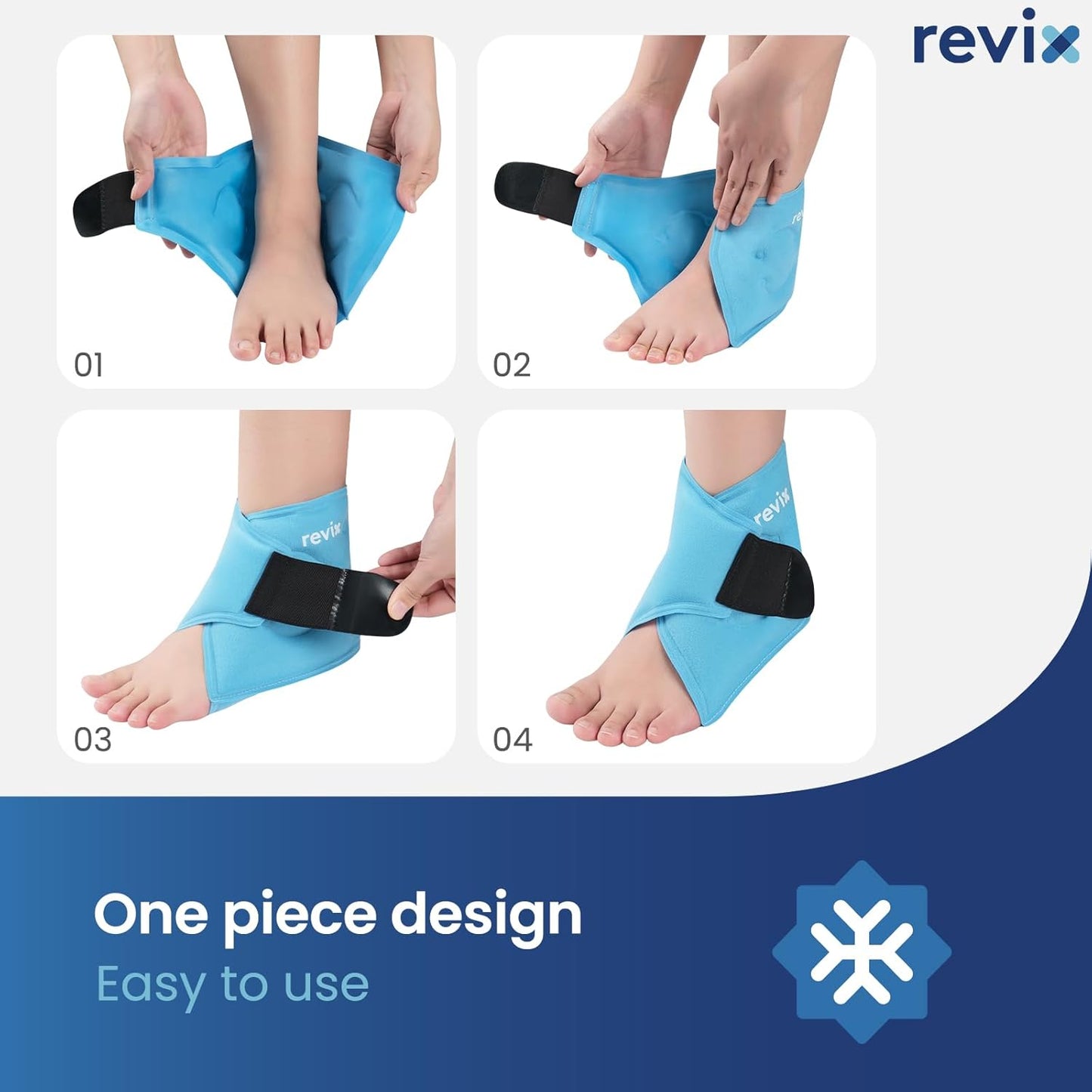REVIX Ankle Ice Pack Wrap for Plantar Fasciitis & Foot Pain Relief, Reusable Gel Cold Compress Wrap for Feet Swelling, Achilles Tendonitis, and Sprained Ankles Recovery