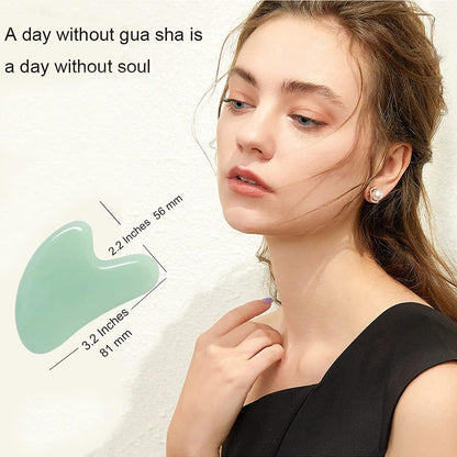 Gua Sha, Jade Stone Gua Sha Massage Tool, Guasha Tool for Face and Body Skin Massage. Gua Sha Set for Toxins Prevents Wrinkles for SPA Acupuncture, Therapy Trigger Point Treatment.