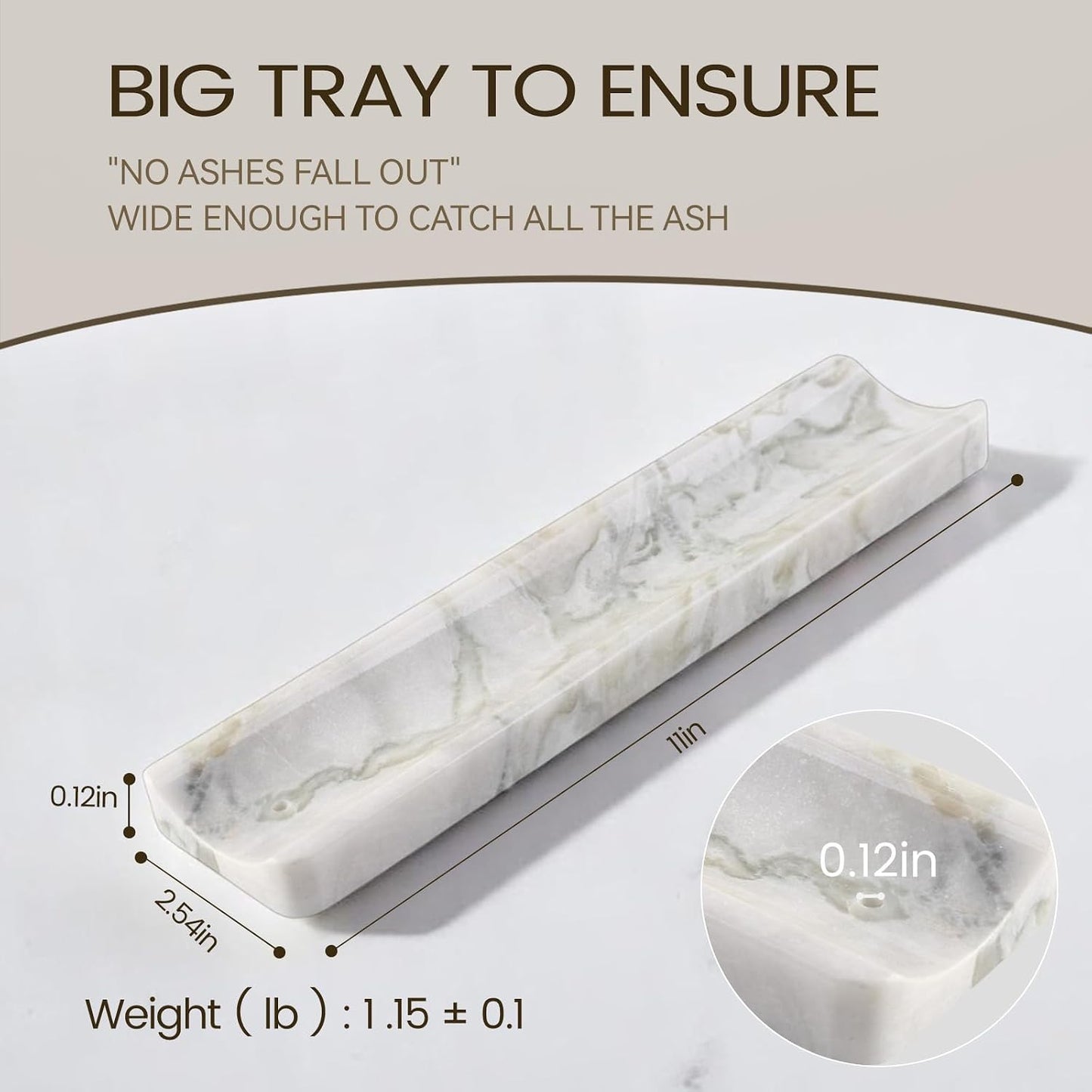 Koville Marble Incense Holder, Incense Holder for Sticks, Incense Sticks Holder Ash Catcher for Meditation Yoga SPA, Natural Stone Incense Burner, Home Table Decor (Grey)