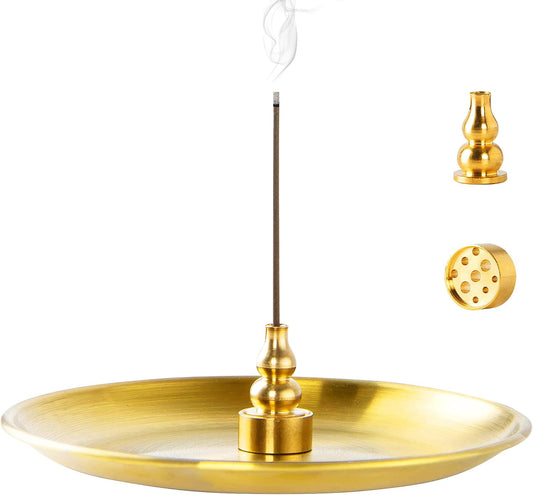 3 in 1 Brass Gourd Incense Burner Sticks Cones Coils Ash Catcher Home Decor