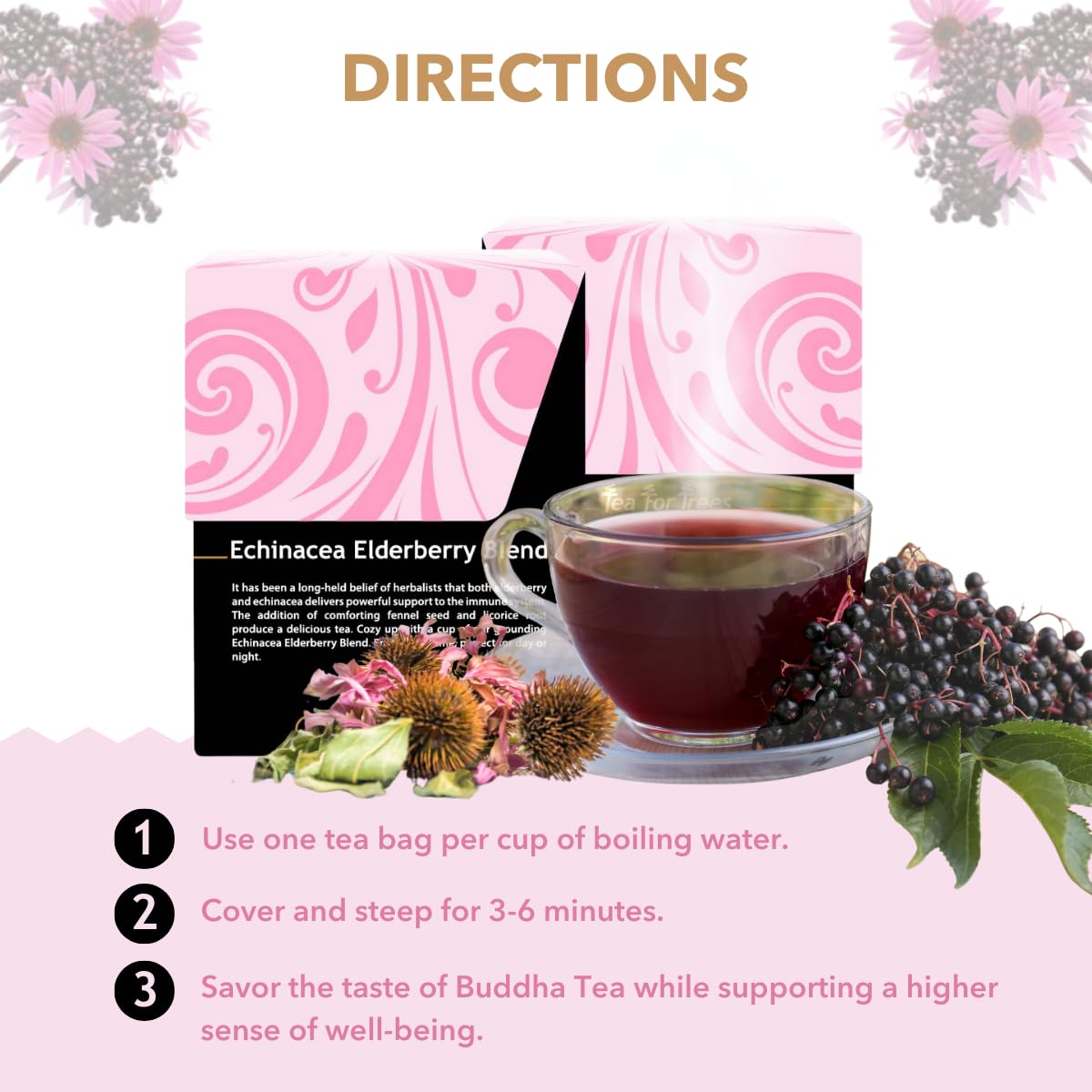 Buddha Teas Organic Echinacea Elderberry Blend - Herbal Tea, Caffeine Free