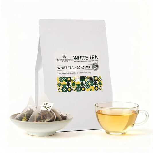 Taimei Teatime Gongmei Pyramid White Tea Bags Loose Leaf Bags 35 ct, 3.53oz