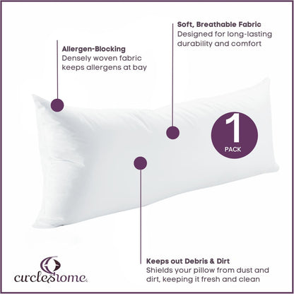 CirclesHome Pillow Protectors 4 Pack Standard Zippered - 100% Cotton Breathable Pillowcases - Protects Pillows from Dirt, Dust and Debri (Standard - Set of 4 - 20x26)