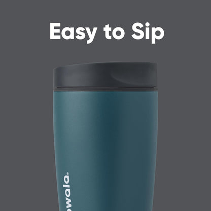 Owala SmoothSip Slider Insulated Stainless Steel Coffee Tumbler, Reusable Iced Coffee Cup, Hot Coffee Travel Mug, BPA Free 12 oz, Pink (Pucker Up)