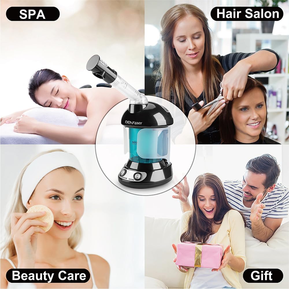 DENFANY Facial Steamer with Ozone Extendable 360° Arm - for Home or Salon