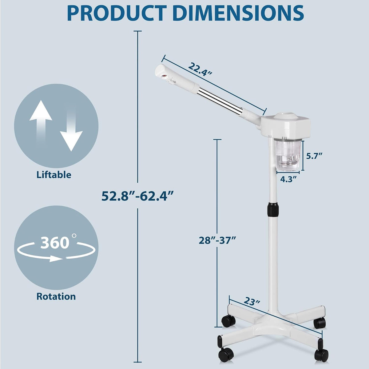 Nova Microdermabrasion Professional 2 in 1 Facial Steamer for Face Deep Cleaning Ozone Face Steamer with 5X Magnifying Lamp Hot Mist Function for Salon Spa Home Beauty Equipment