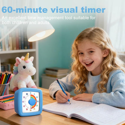 Visual Timer for Kids & Adults, 60 Minute Rainbow Countdown Timer, Time Management Tool for Classroom, Home, Kitchen, Office, School (Green-Round-Rainbow)