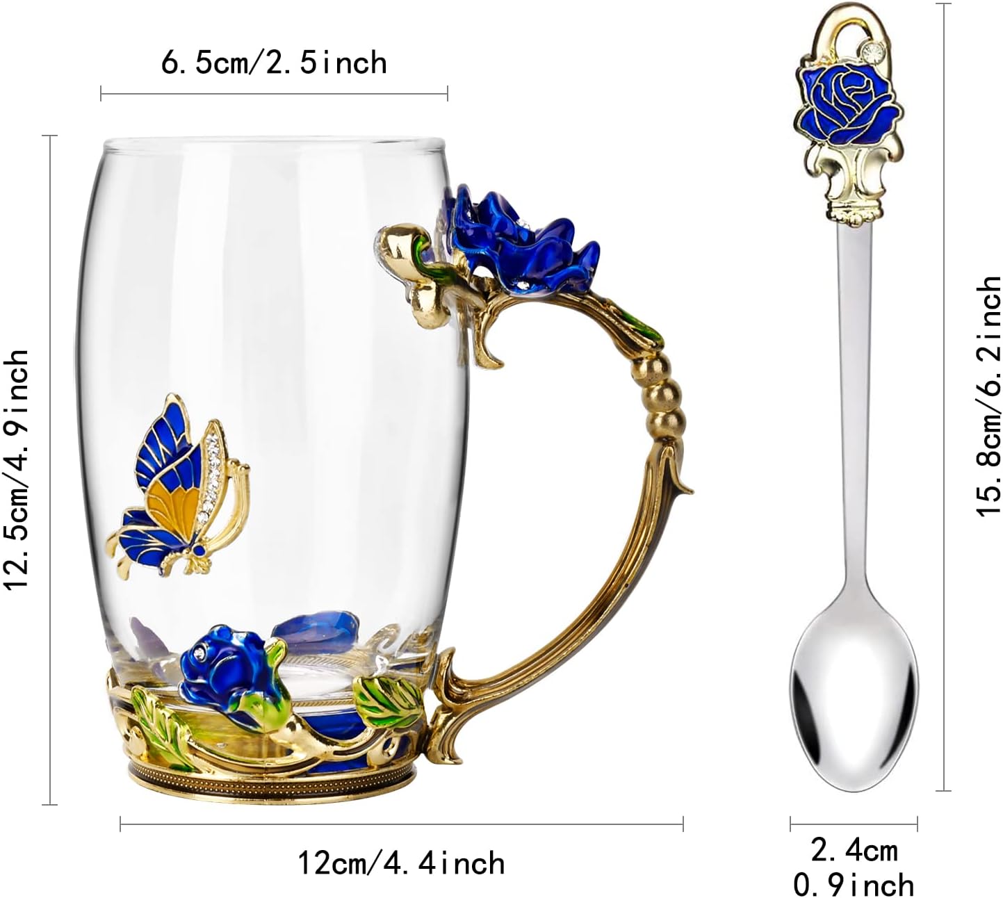 Enamel Glass Flower Tea Pot With Removable Loose Tea Leaf Infuser Tea Maker Teapot Set 30.4OZ Gifts for Women,Mom,Birthday