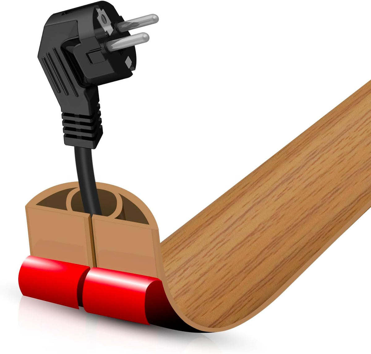 Floor Cord Cover Self Adhesive Cord Hider,10FT Cable Management, Extension Strip Protector for Wires, Prevent Cable Trips for Offices, Gyms, Exhibitions Cavity 0.39"(W) x 0.27"(H) BrownWood