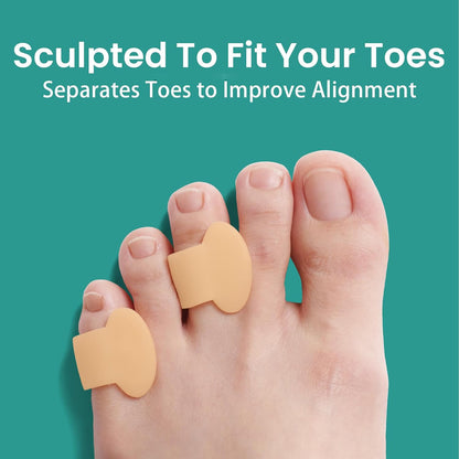 Welnove Gel Toe Separator, Pinky Toe Spacers, Little Toe Cushions, Small Toe Sleeves for Preventing Rubbing & Reducing Pressure (Pack of 12, Transparent)