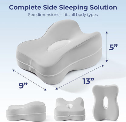 13" Extended-Length Knee Pillow for Side Sleepers with Full Thigh Support | Memory Foam Leg Pillow for Side Sleeping with Airflow Vent Reduces Heat – No Stiffening, Relieves Back/Hip/Knee Pain