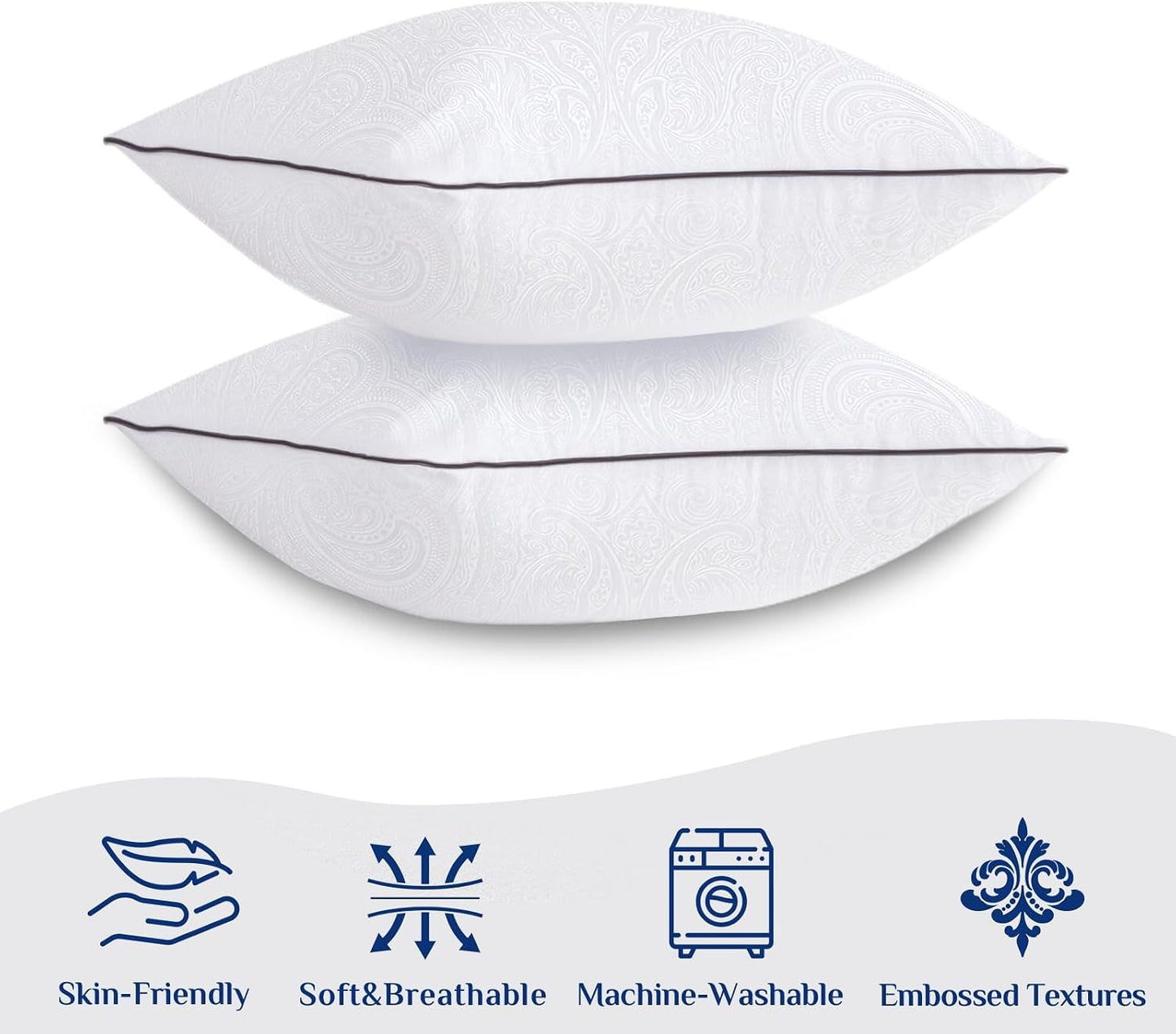 JOLLYVOGUE Pillows Standard Size Set of 2, Cooling and Supportive Pillows Full Size Set of 2 for Side and Back Sleepers, Down Alternative Hotel Collection Sleeping Pillow
