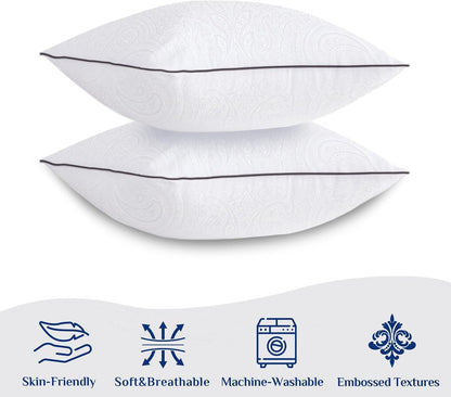 JOLLYVOGUE Pillows Standard Size Set of 2, Cooling and Supportive Pillows Full Size Set of 2 for Side and Back Sleepers, Down Alternative Hotel Collection Sleeping Pillow