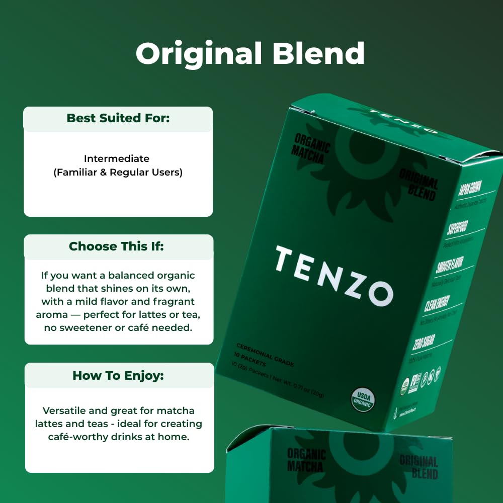 Tenzo Matcha Green Tea Powder, Organic Cafe Sweetened Matcha Latte Green Tea Powder, Ceremonial Barista Crafted Mix - Authentically Japanese - Matcha Latte Mix (35.27 Ounce)