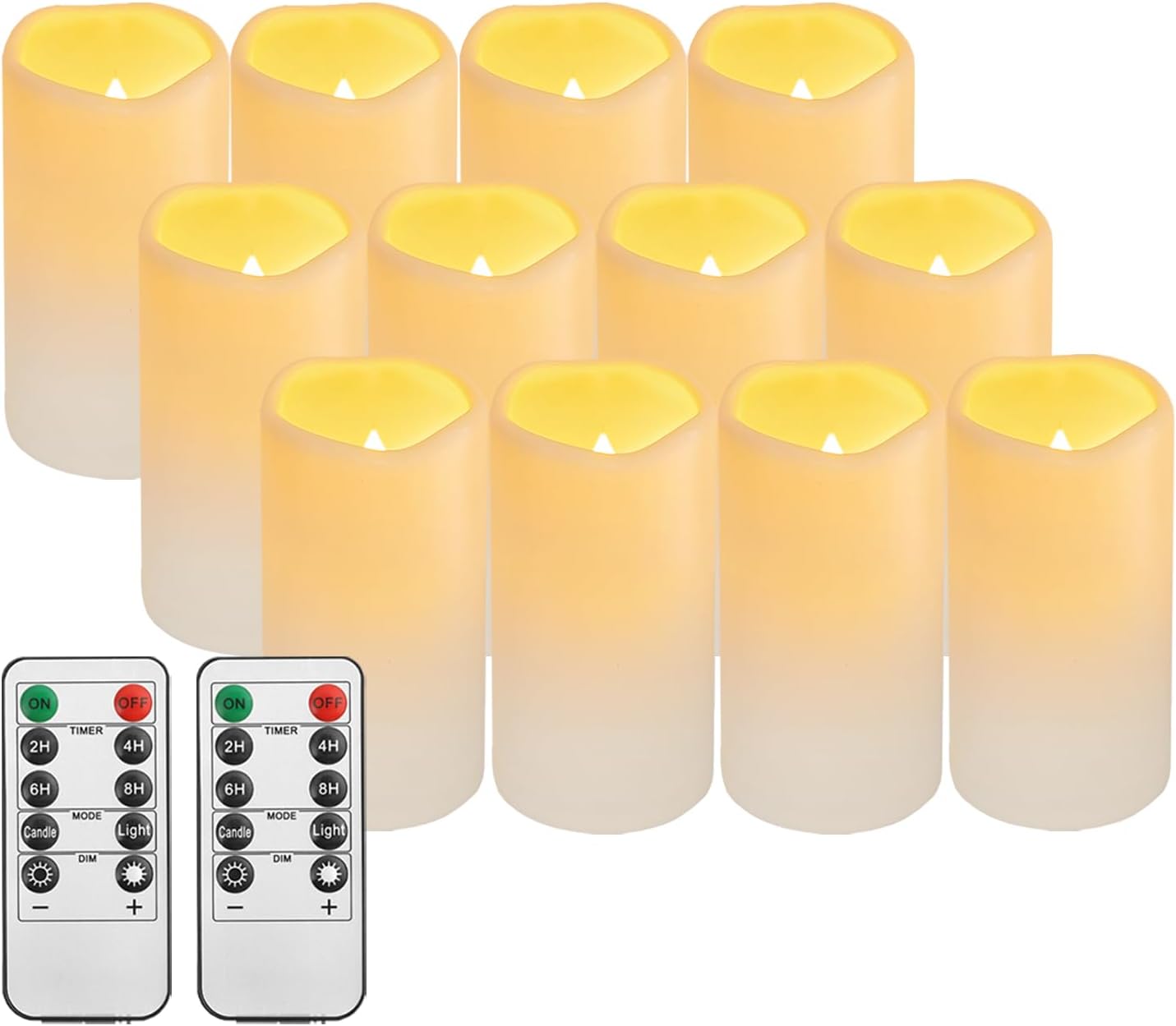 2PACK Outdoor Plastic flameless Candles with Remote Control and Timer, LED Flickering Battery Operated Electric Pillar Candles (D3 xH5.5) for Camping, Weddings, Home Decoration