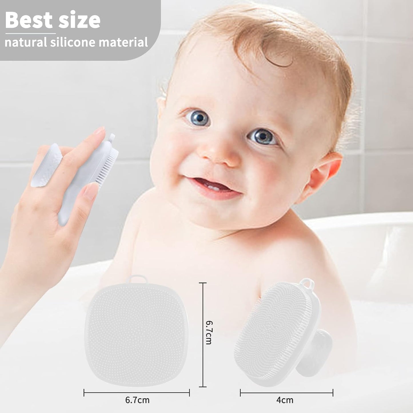 Back Scrubber for Shower & Face Scrubber, 2Pcs Silicone Exfoliating Brush Set with 17In Long Handle, Soft Body & Facial Cleansing Scrubber for Men Women