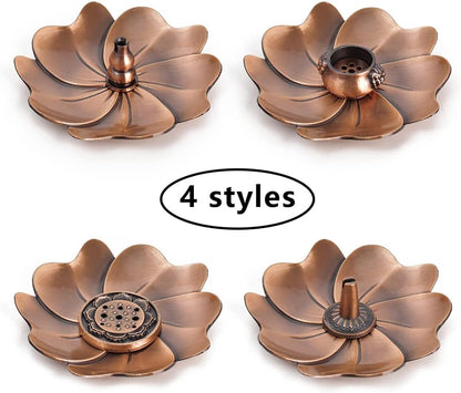 Incense Burner, Copper Incense Holder Cone Holder Gourd Incense Burner for Joss Stick, Tower Incense, Incense Coil (3 Styles)