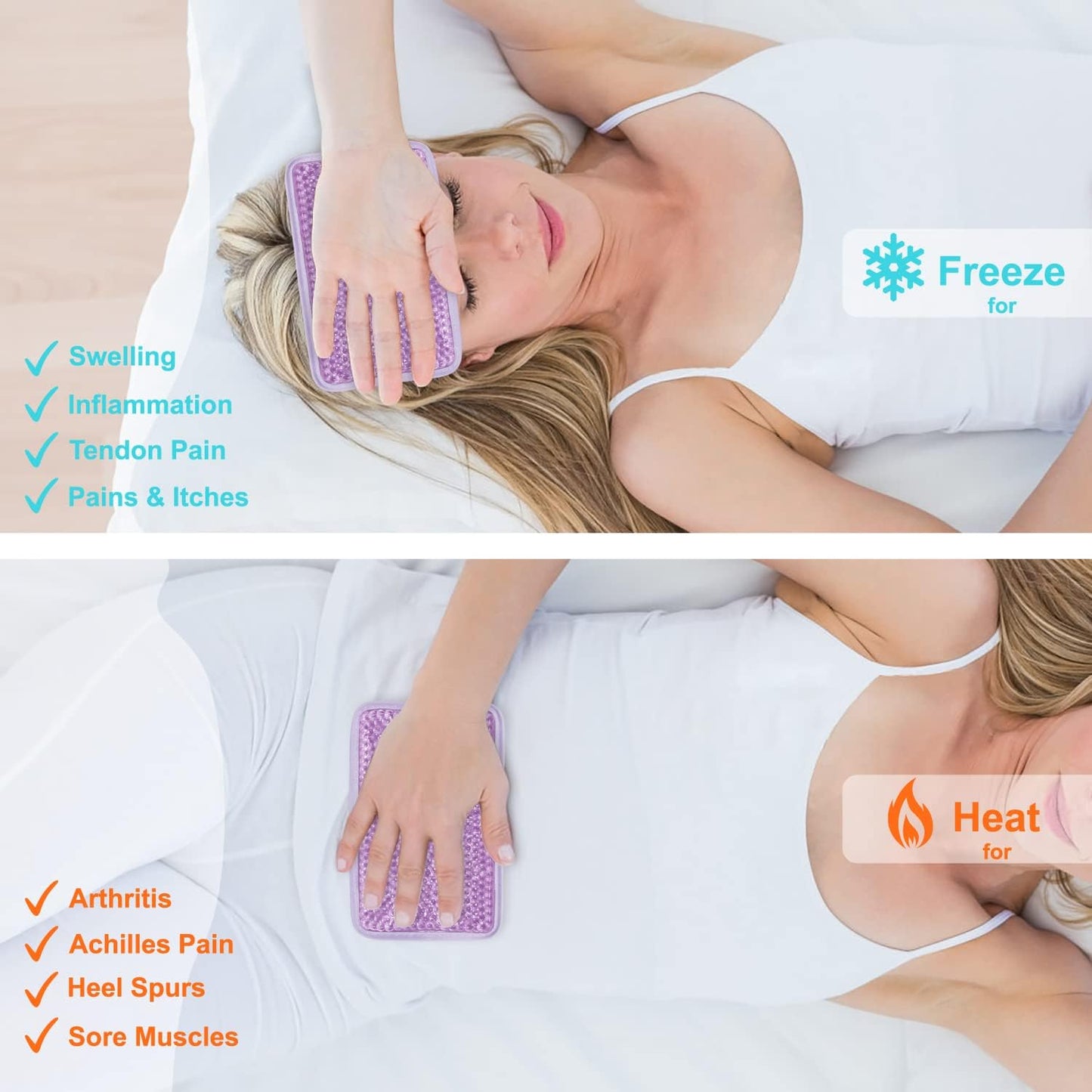 Gel Beads Ice Pack Ice Bag with Strap-1 Pack Reusable Hot & Cold Pack Compress for Knee, Shoulder, Foot, Back, Ankle, Neck, Hip, Elbow, Wisdom Tooth-7.76''x4.93''(Blue)