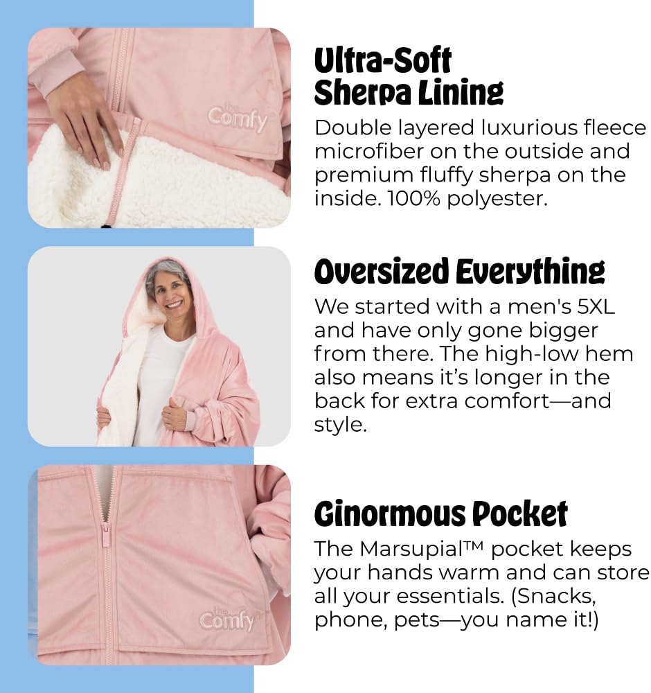 THE COMFY Original | From Shark Tank | Patented | Oversized Sherpa Wearable Blanket Hoodie| Gift for Women & Men | One Size