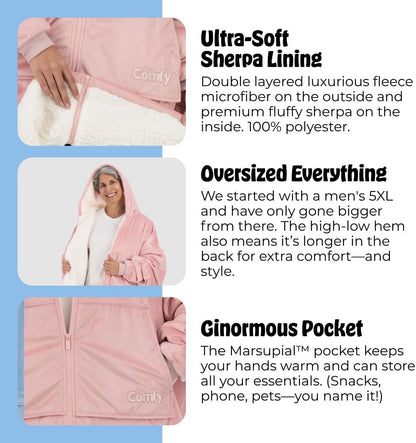 THE COMFY Original | From Shark Tank | Patented | Oversized Sherpa Wearable Blanket Hoodie| Gift for Women & Men | One Size