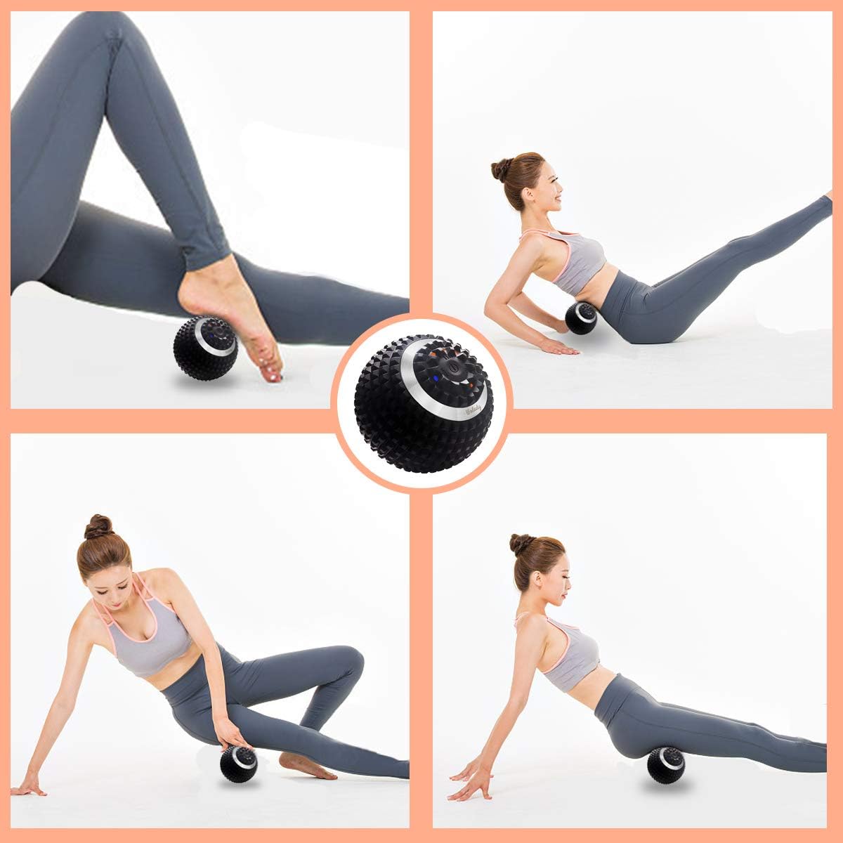 Vibrating Massage Ball 4-Speed High-Intensity Fitness Yoga Massage Roller, Relieving Muscle Tension Pain & Pressure Massaging Balls (Black)