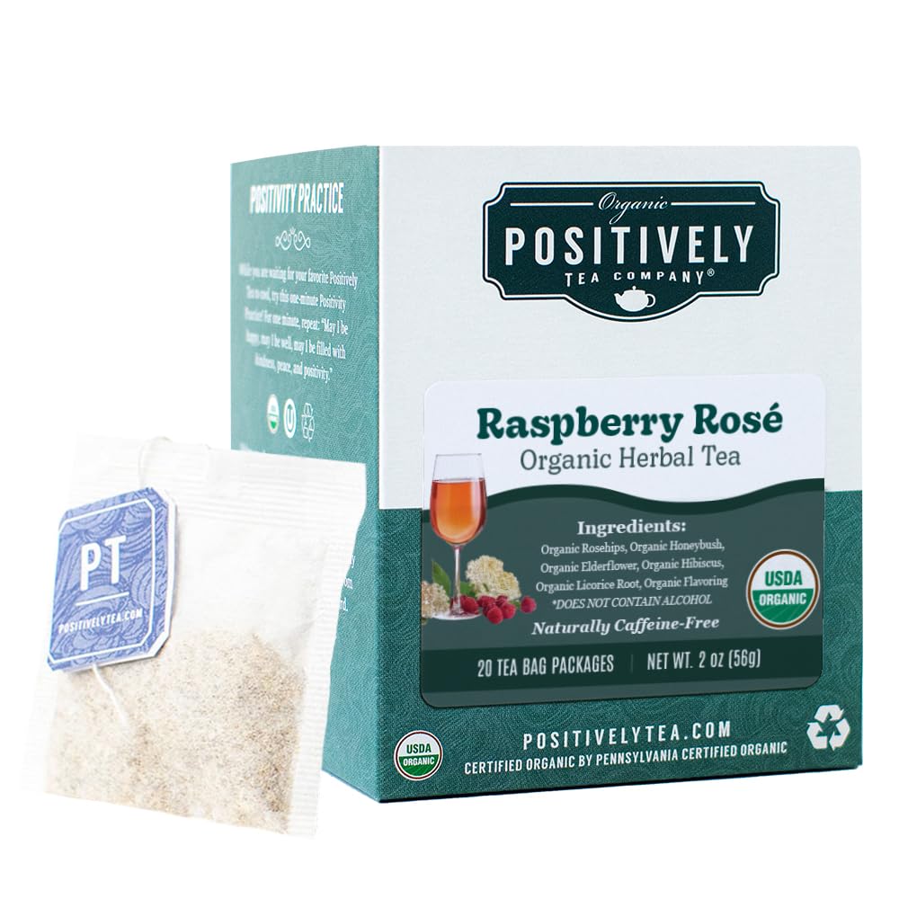 Positively Tea, Organic Raspberry Rosé, Herbal Tea Bags, 20 Count