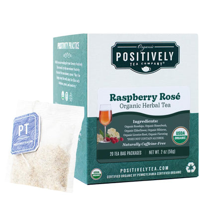 Positively Tea, Organic Raspberry Rosé, Herbal Tea Bags, 20 Count