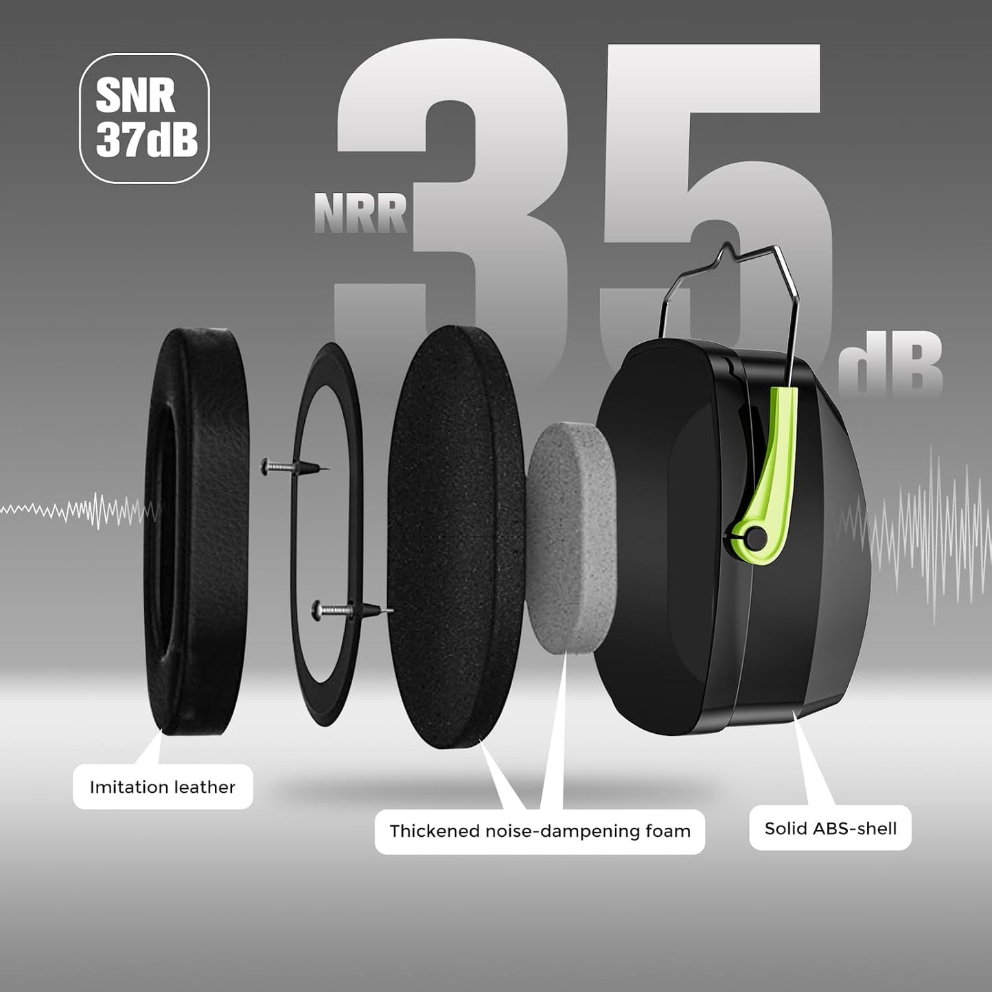 ProCase Extra Large SNR 37dB Noise Cancelling Headphones, Hearing Protection Ear Muffs for Noise Reduction NRR 35dB