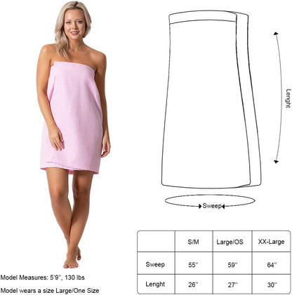Turkish Linen Women’s Waffle Spa Body Wrap with Adjustable Closure