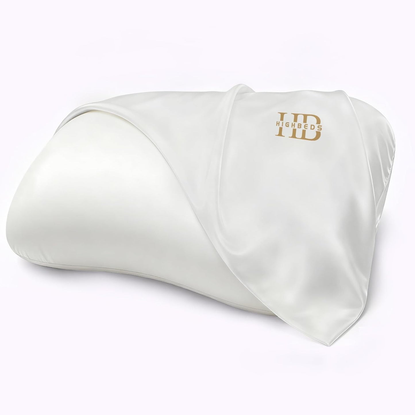 HighBeds Cervical Neck Pillow - Side Sleeper Pillow for Neck Pain Relief, Soft Ergonomic Memory Foam Pillows Ice Silk Zipperless Pillowcase, Eco-Friendly and Durable Material (White)