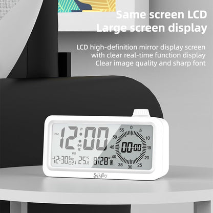 Visual Digital Timer for Kids with LCD Display,3-Level Adjustable Backlight,Temperature Date,Silent Operation,3 Alarms, Snooze,Type-C Charging for Kids Studying/Office/Sleeping/Kitchen(White)