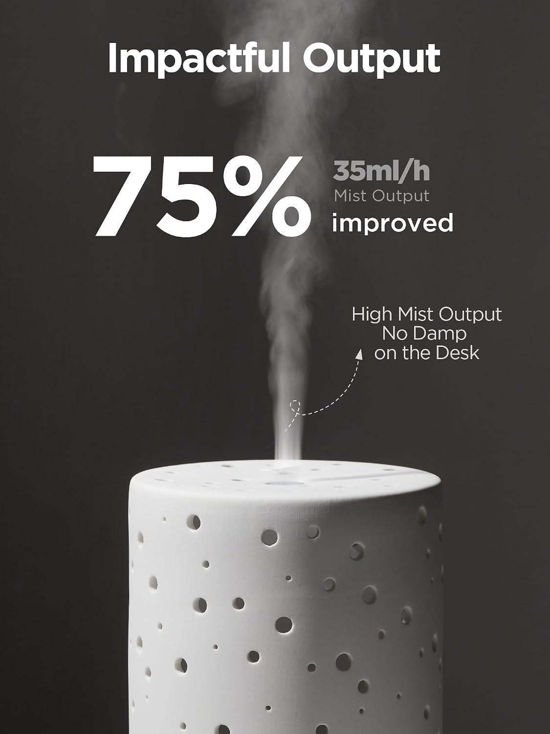 InnoGear Essential Oil Diffuser, 150ml Ceramic Diffuser Handcrafted Stone Aromatherapy Diffusers Ultrasonic Cool Mist Humidifier Vaporizer 2 Mist Modes Waterless for Home, White Vase-Shaped Ceramic
