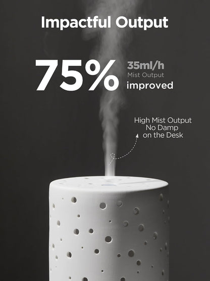 InnoGear Essential Oil Diffuser, 150ml Ceramic Diffuser Handcrafted Stone Aromatherapy Diffusers Ultrasonic Cool Mist Humidifier Vaporizer 2 Mist Modes Waterless for Home, White Vase-Shaped Ceramic