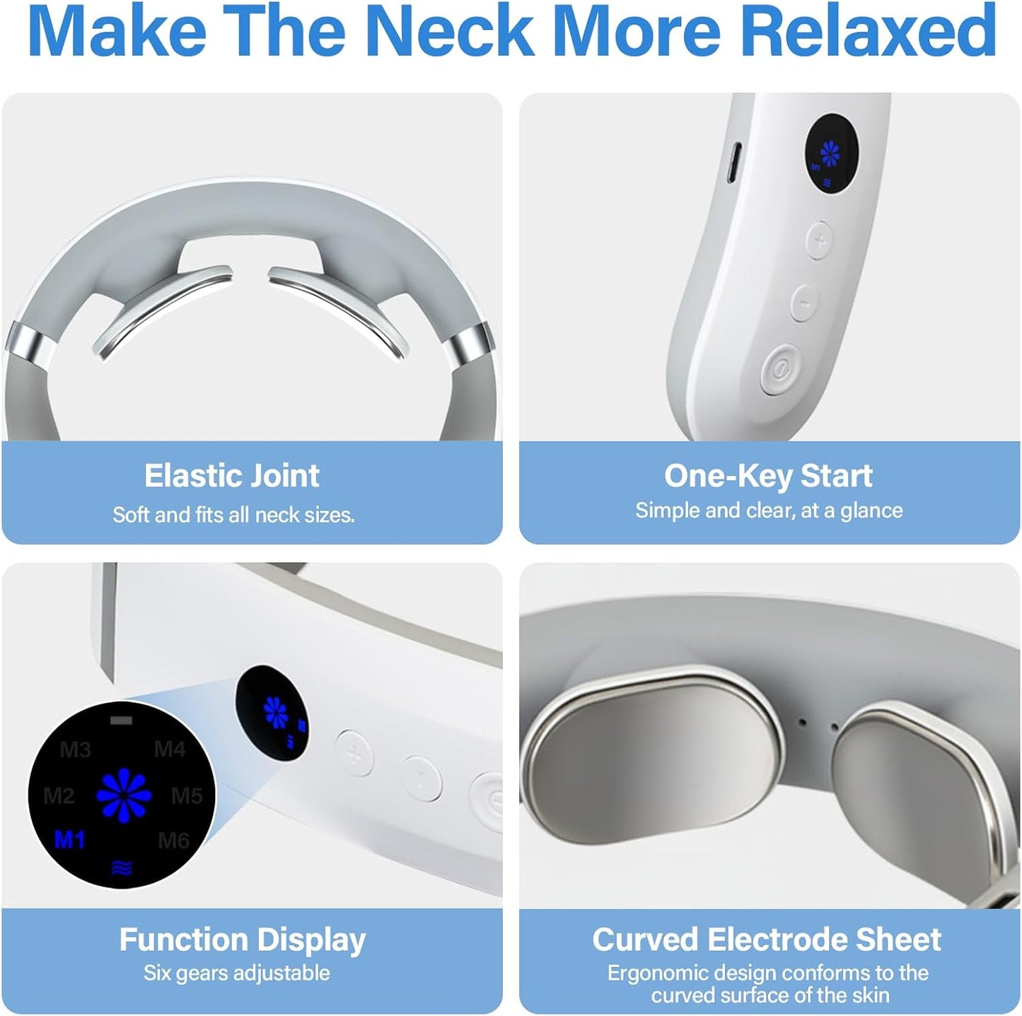 Neck Massager with Heat, Electric Portable Muscle Relaxation at Home & Office, Ultra-Lightweight Cordless Massager for Men & Women