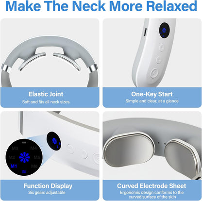 Neck Massager with Heat, Electric Portable Muscle Relaxation at Home & Office, Ultra-Lightweight Cordless Massager for Men & Women