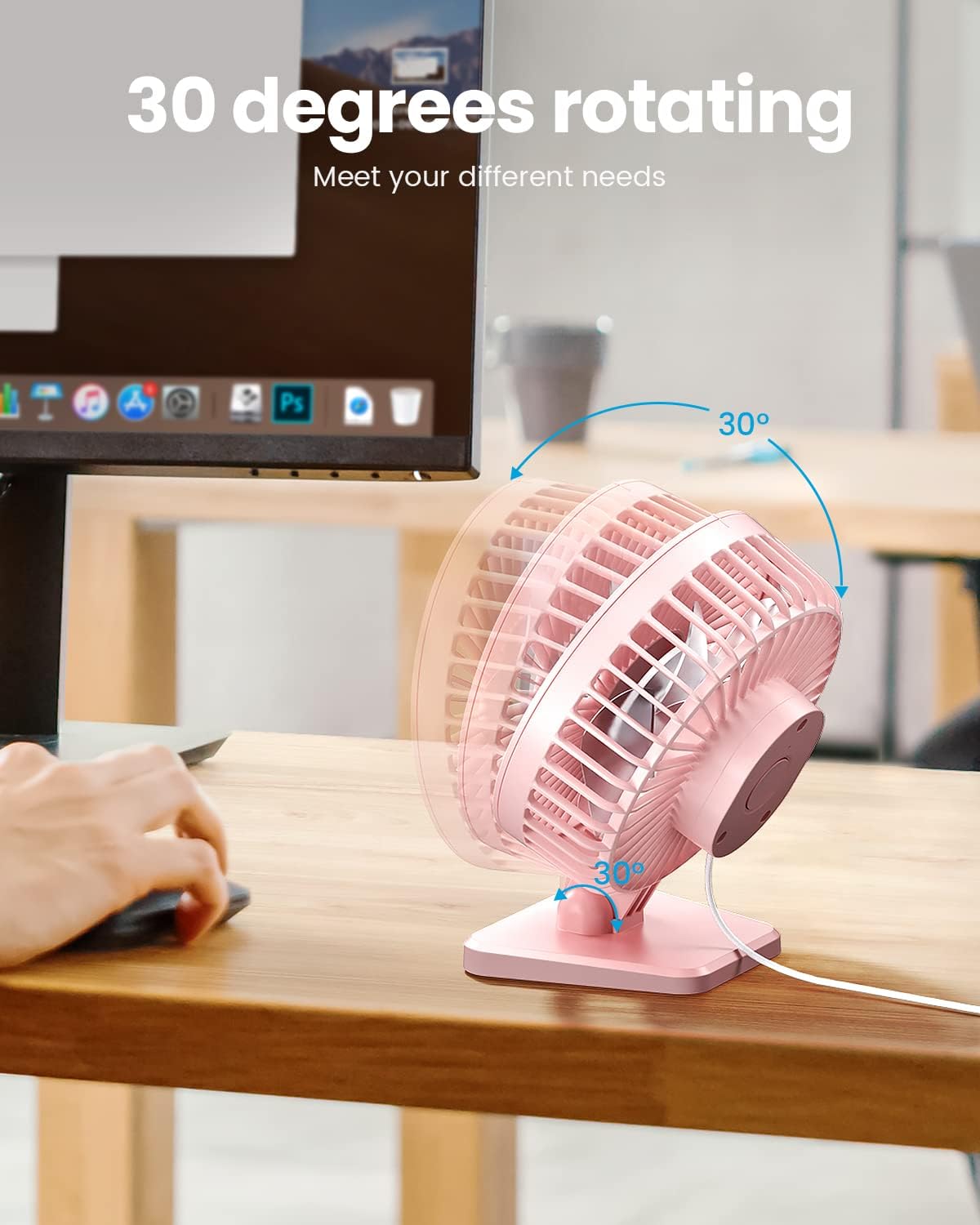 Gaiatop USB Desk Fan, Small But Powerful, Personal Portable Quiet 3 Speeds, Adjustable Mini Table Desktop fan for Cooling Home Office Car Summer Travel Gifts Blue