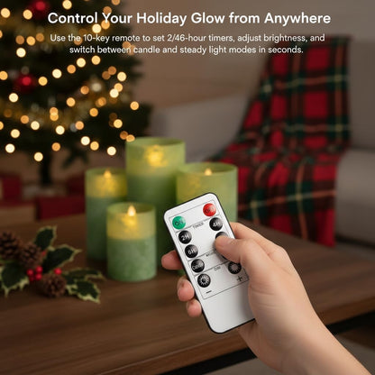 ANGELLOONG Flickering Flameless Candles, Realistic Battery Operated Candles with Remote and Timer, Set of 3 LED Candles for Fall Room Home Wedding Decor Centerpieces Table Party Christmas Decorations