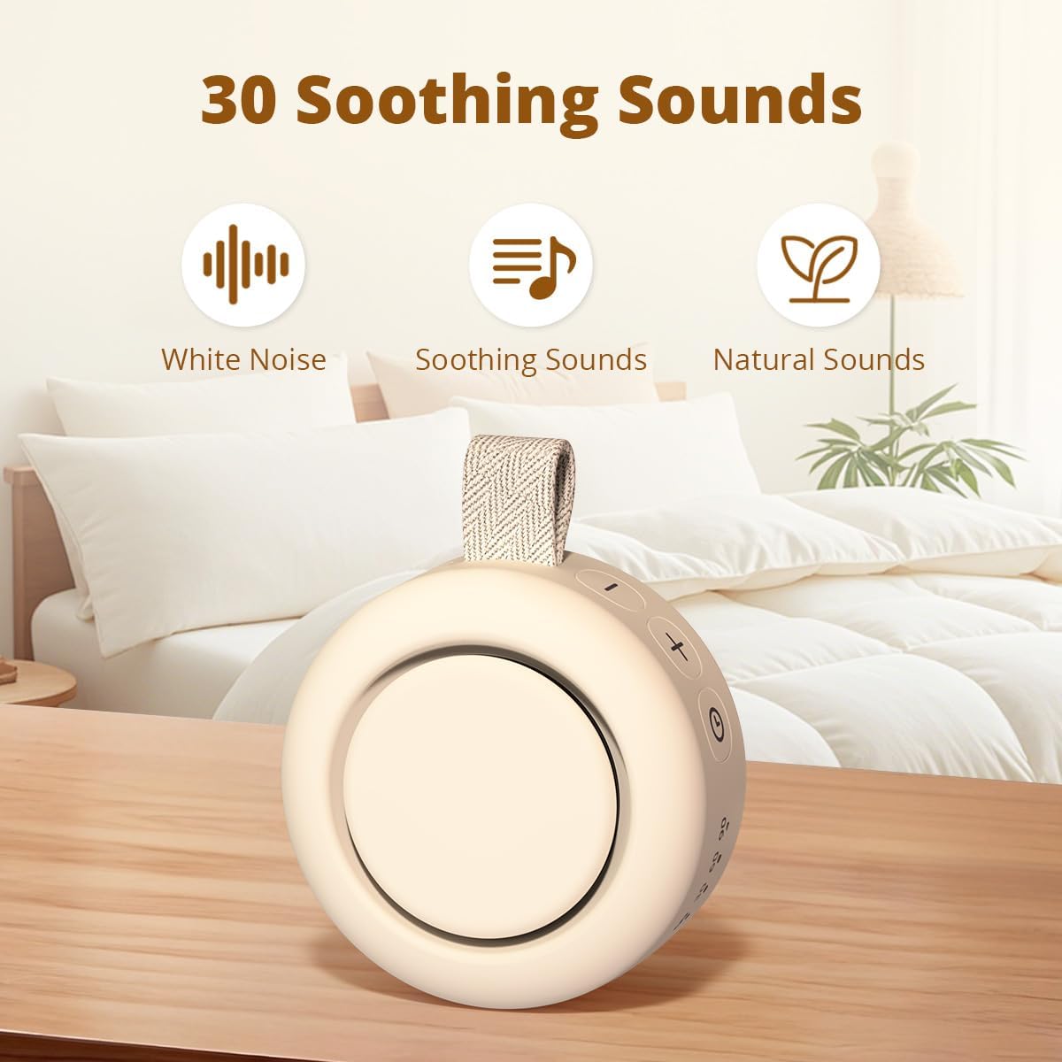 Portable White Noise Sounds Machine Car Seat Stroller Baby Shushing Soother 30 Soothing Sounds for Baby Kids Adults Pets 4 Timers Memory Function Brown Pink Noise Sleep Machine for Home Travel Office