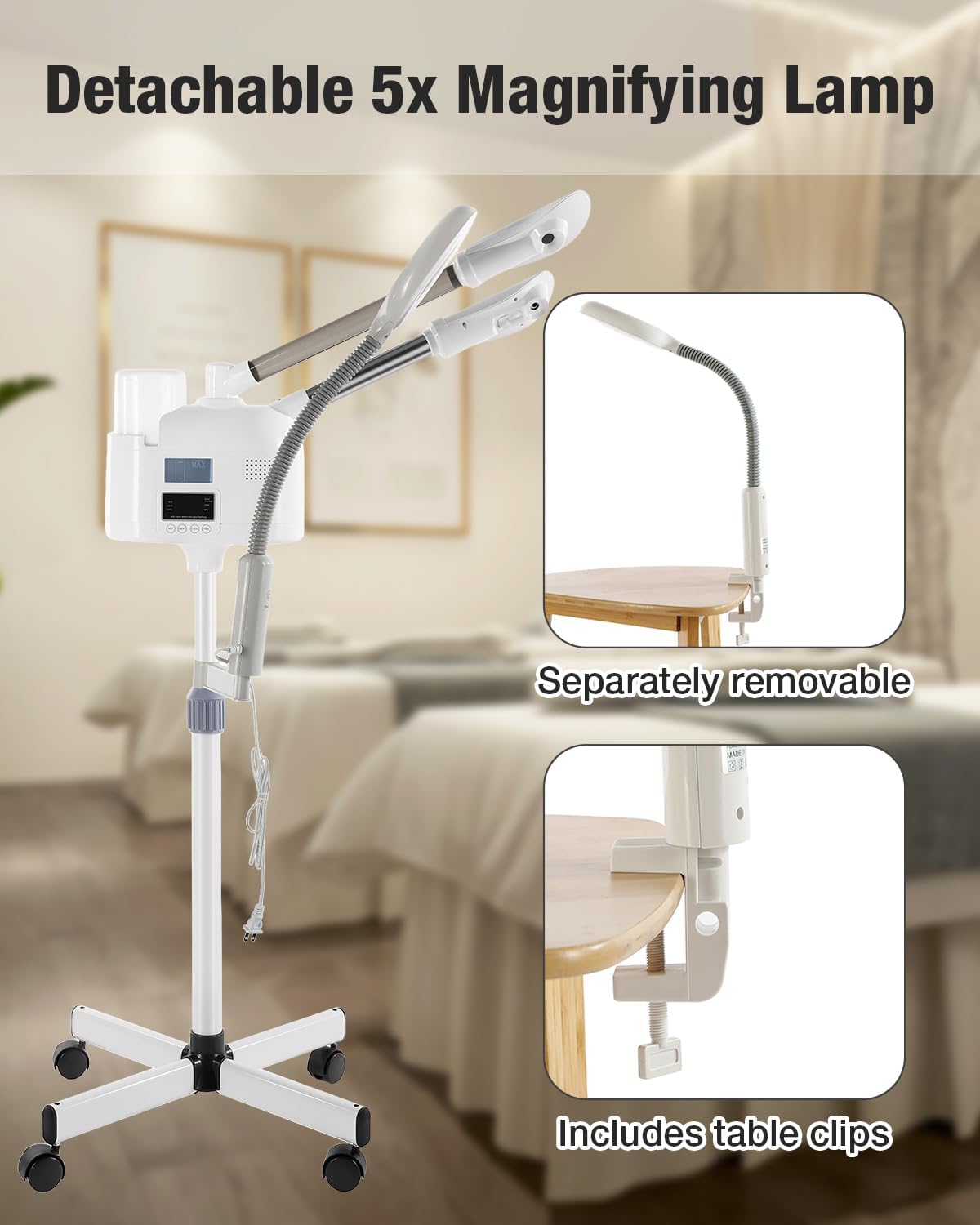 Professional Facial Steamer 3 in 1 Steamer for Face White
