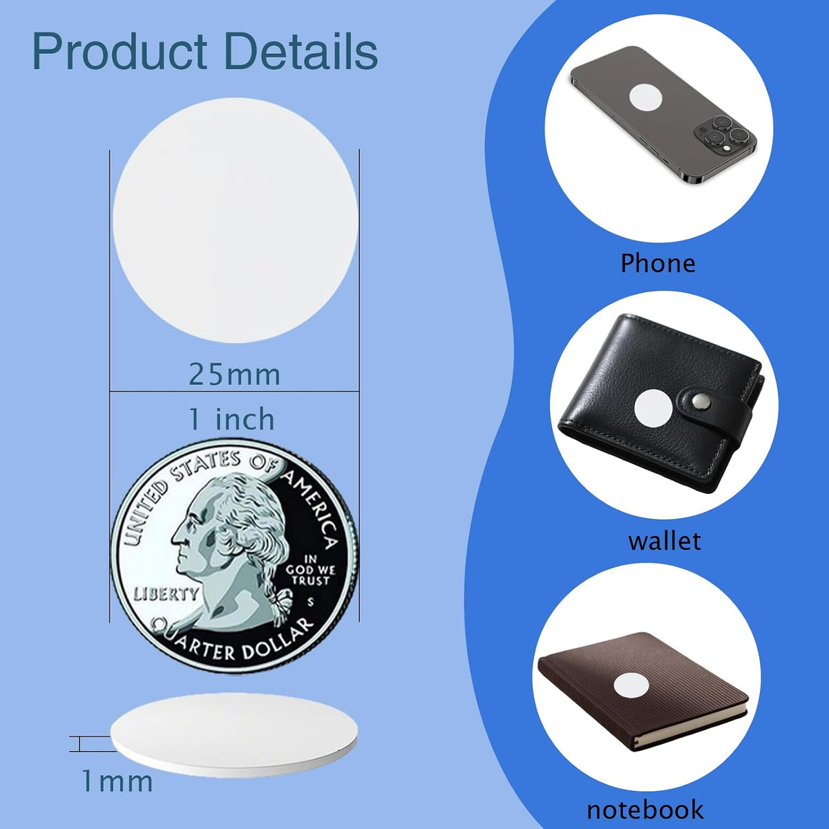 50 Count NTAG215 NFC Tags, 1 Inch Programmable NFC Stickers with Adhesive