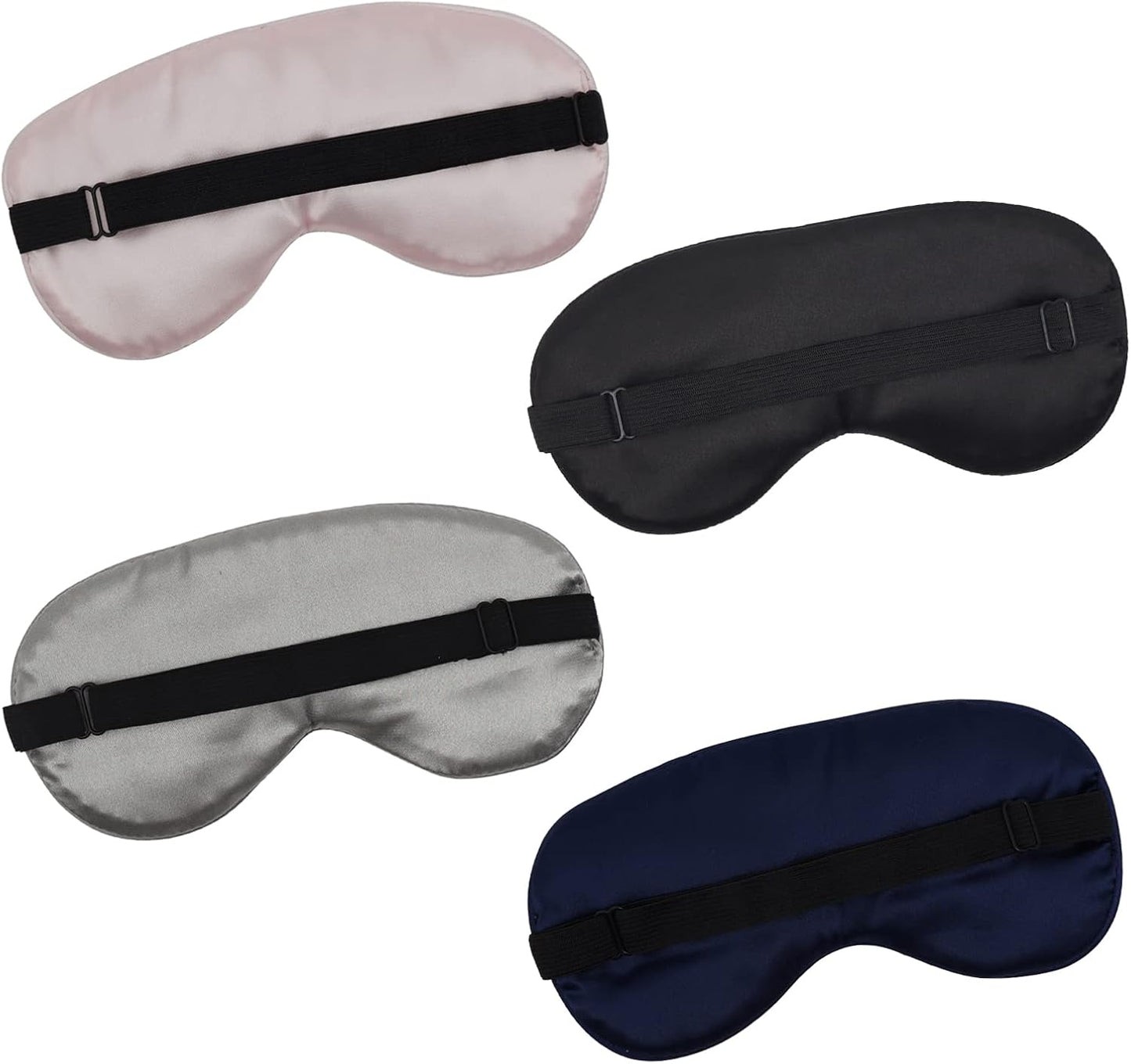 LERSVICVIL Sleep Mask 4 Pack Silk Eye Cover Soft Satin Blindfold Elastic Strap Night Eyeshade Travel Nap for Women Men
