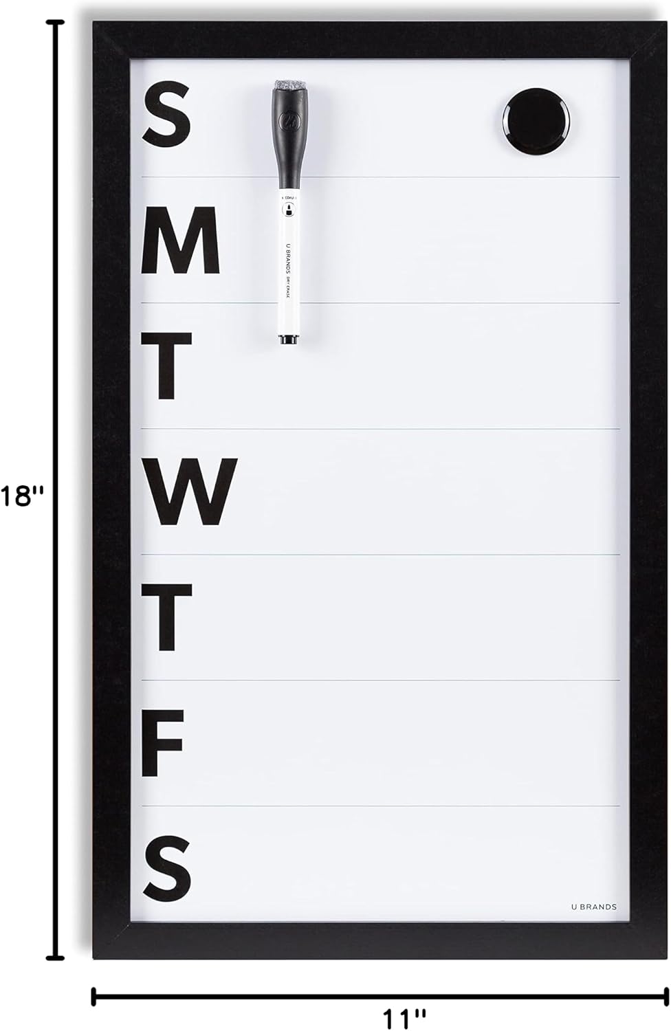 U Brands Magnetic Whiteboard, White Board Dry Erase Board for Wall, 11 x 18