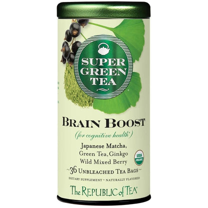 The Republic of Tea SuperGreen Organic Brain Boost Green Tea, 36 Count