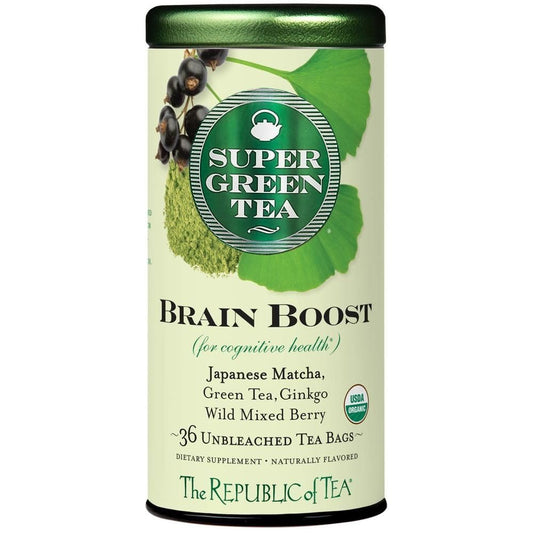 The Republic of Tea SuperGreen Organic Brain Boost Green Tea, 36 Count