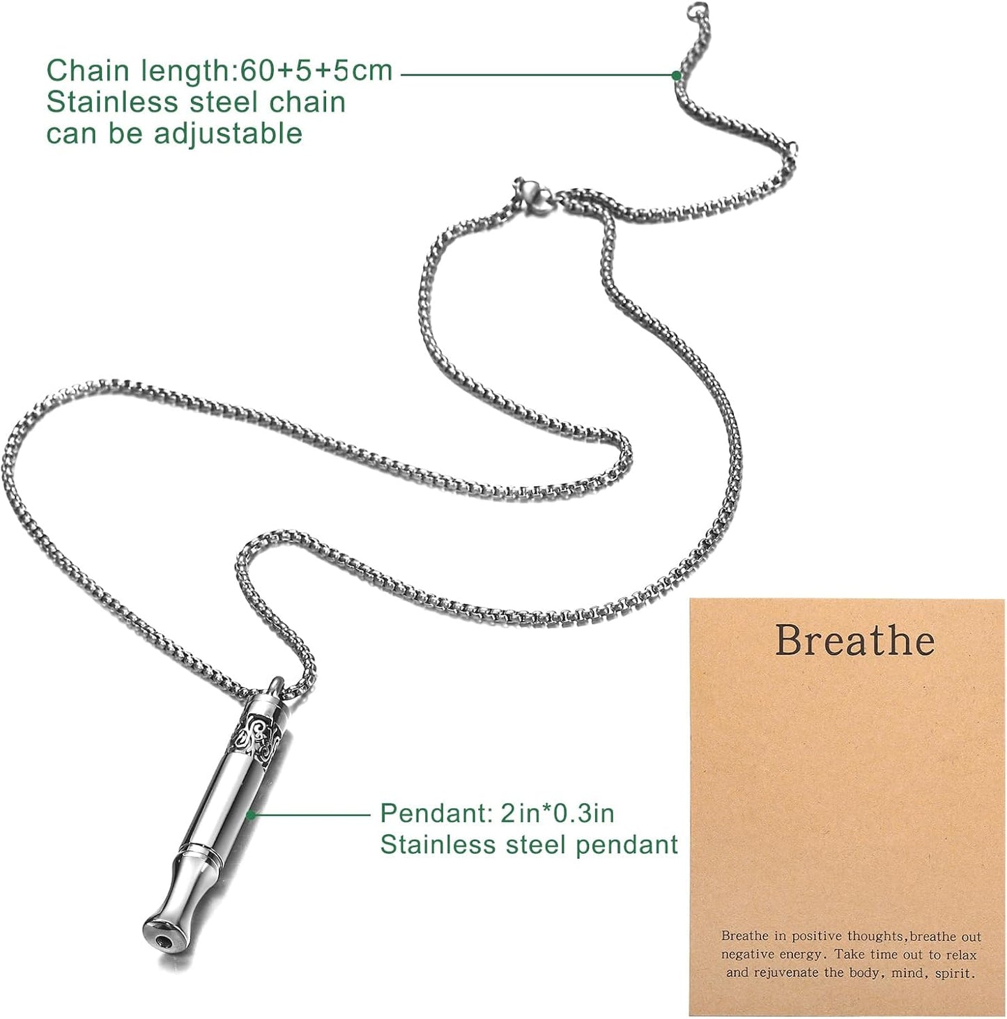 Anxiety Relief Pendant Mindfulness Breathing Necklace - Essential Oil Diffuser & Personal Inhaler Aromatherapy Necklaces for Women & Men (Rainbow)