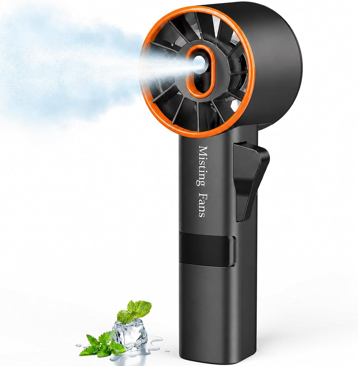 Ausic Portable Handheld Misting Fan, Pink Turbo Fans with Mist, High-Speed, Personal Small Water Spray Fan, Outdoor Cooling Rechargeable Battery Pocket Fans for Kids/Travel/Makeup/Shopping