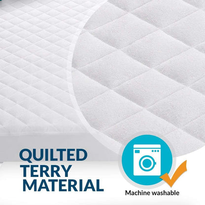 PlushDeluxe Premium Bamboo Mattress Protector – Queen Size, Waterproof, & Ultra Soft Breathable Noiseless Washable Bed Mattress Cover for Comfort & Protection - White