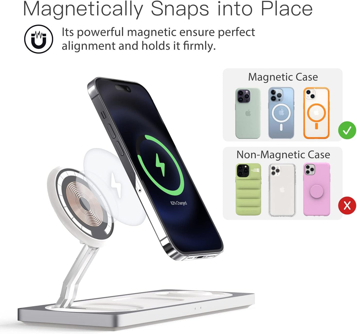 PETINO 3 in 1 Wireless Charging Station for Apple Devices with MagSafe