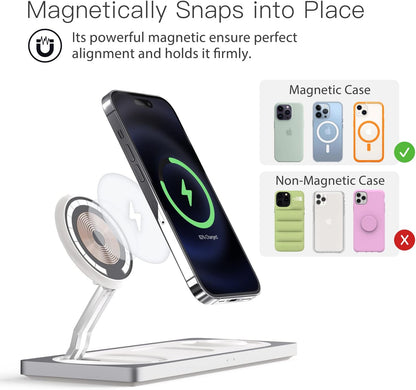 PETINO 3 in 1 Wireless Charging Station for Apple Devices with MagSafe